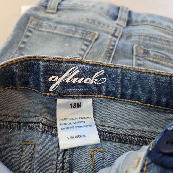 Ofluck Original Jeans Baby 18M Blue 2 Pairs Snap Closure Distressed Medium Wash - Picture 11 of 16